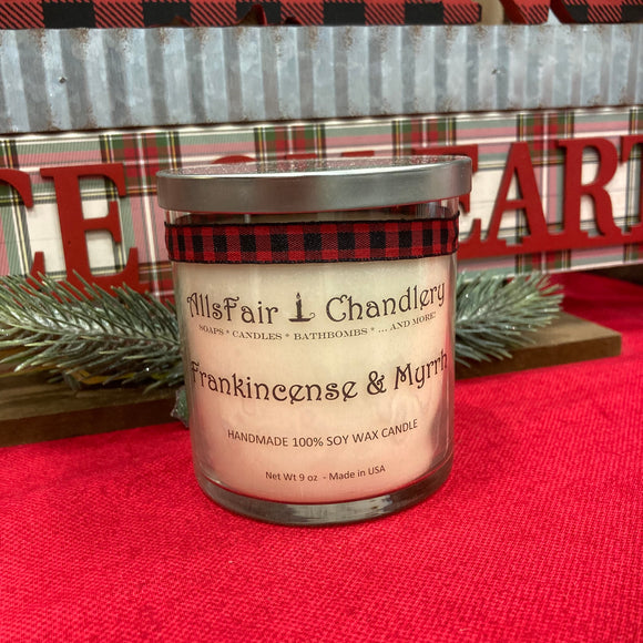 Frankincense and Myrrh 9 oz 100% Soy Wax Candle